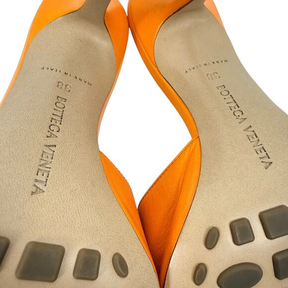 New Bottega Veneta Stretch Lamskin Leather Mules Orange Size 38 - Picture 9 of 9